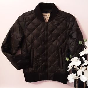 Black, quilted bomber jacket